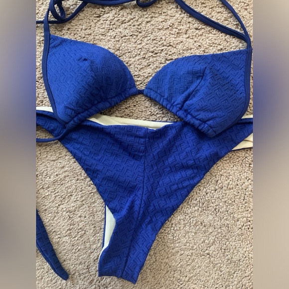 Authentic Fendi blue FF monogram bikini set swimwear Italian size 40 - Picture 6 of 7